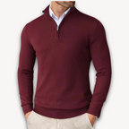 Mock-Neck Ribbed Poised Sweater