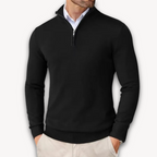 Mock-Neck Ribbed Poised Sweater