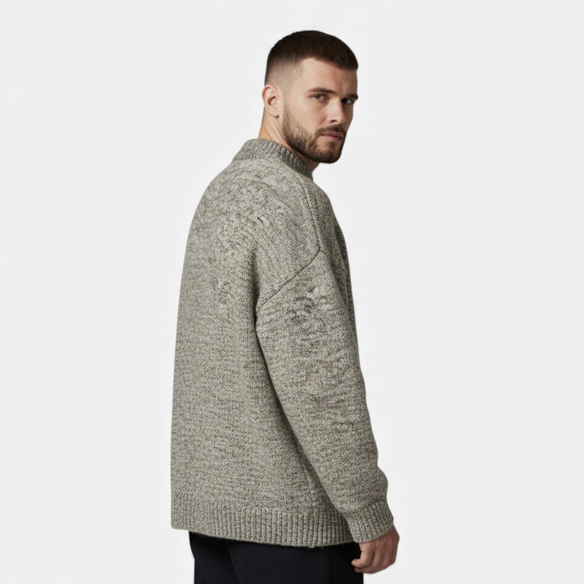 Crew-Neck Understated Considered Cardigan