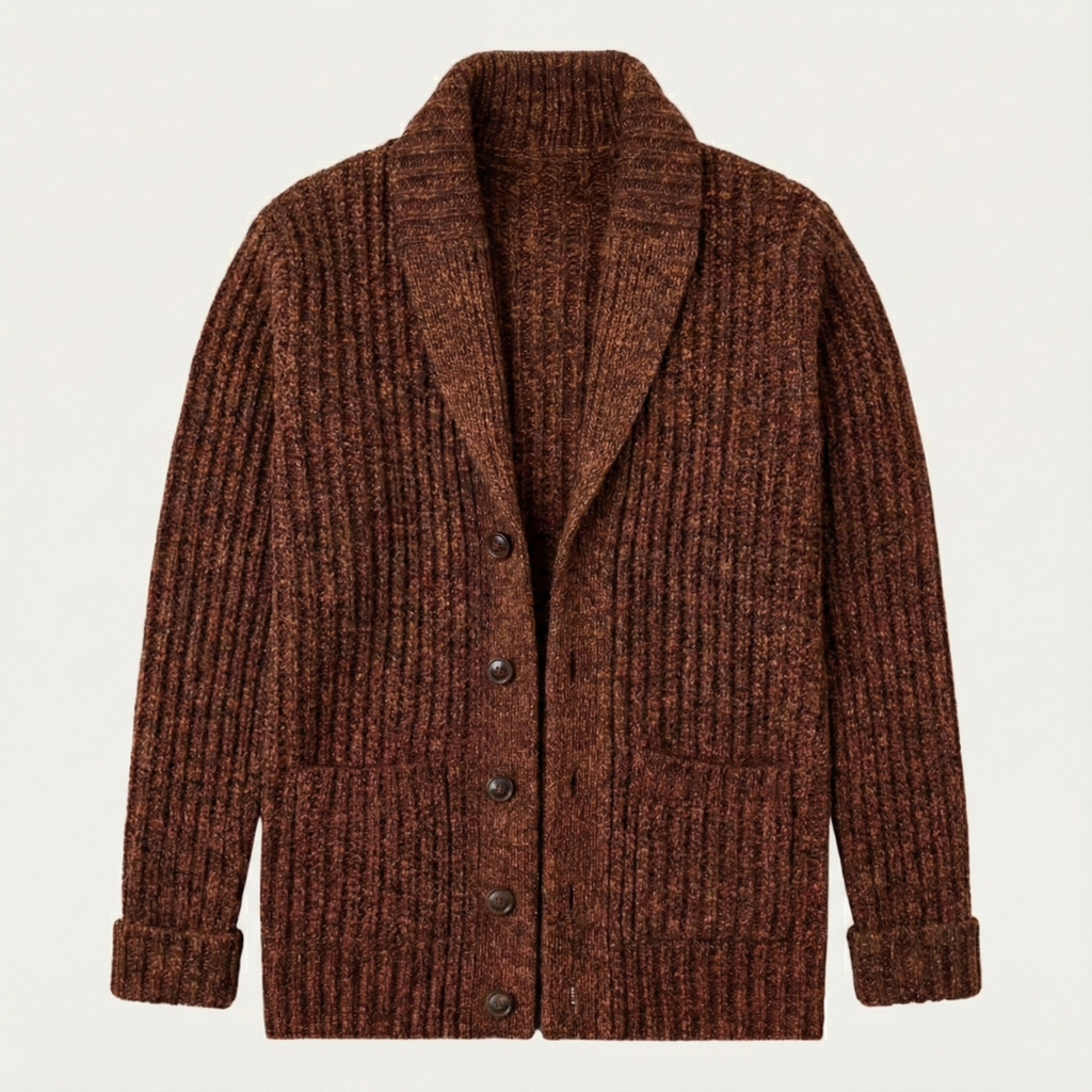 Cable-Knit Ribbed Structured Cardigan