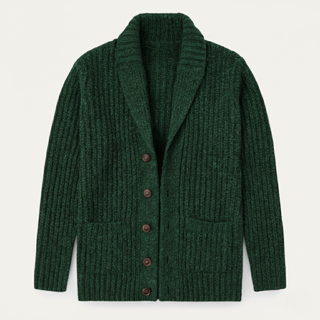 Cable-Knit Ribbed Structured Cardigan