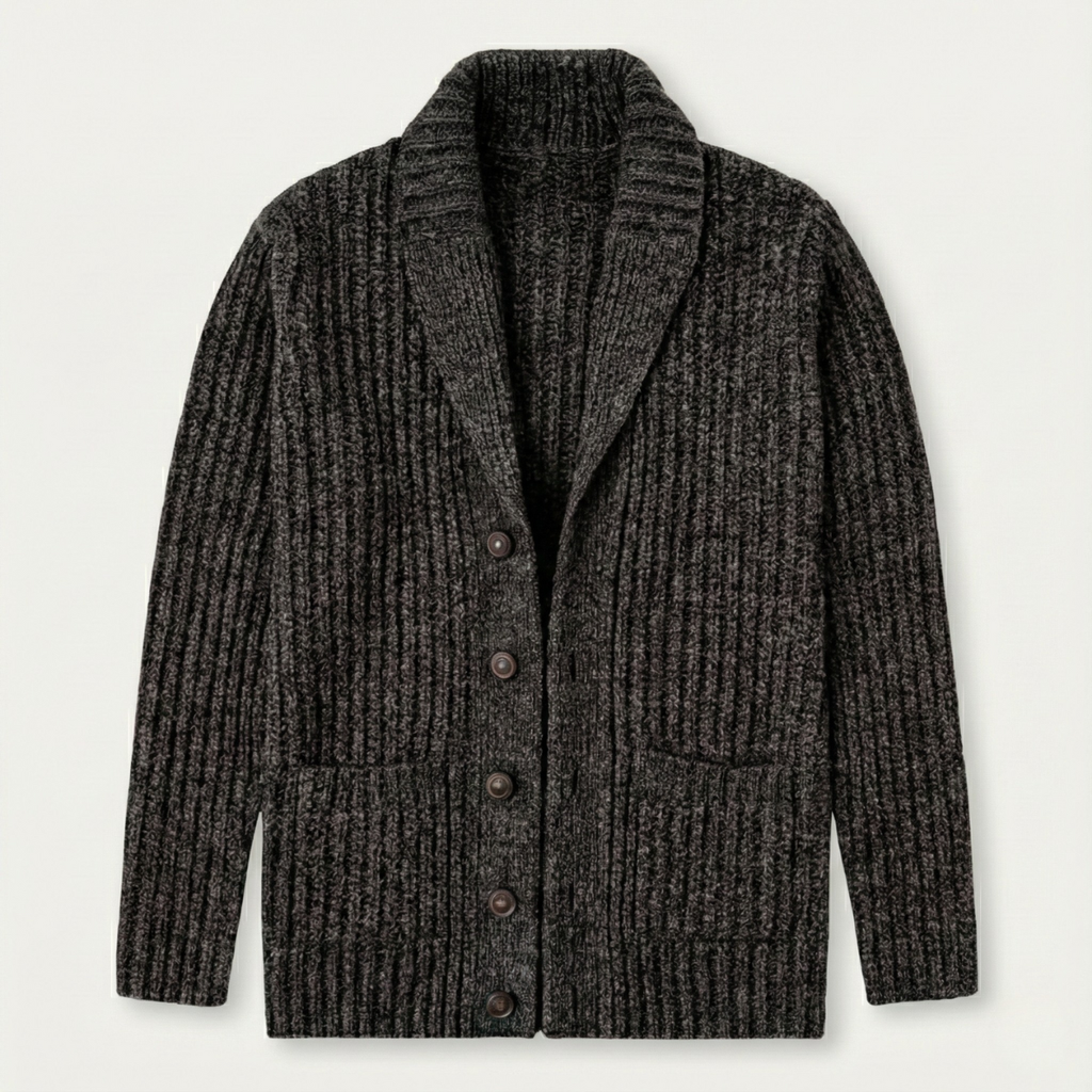 Cable-Knit Ribbed Structured Cardigan