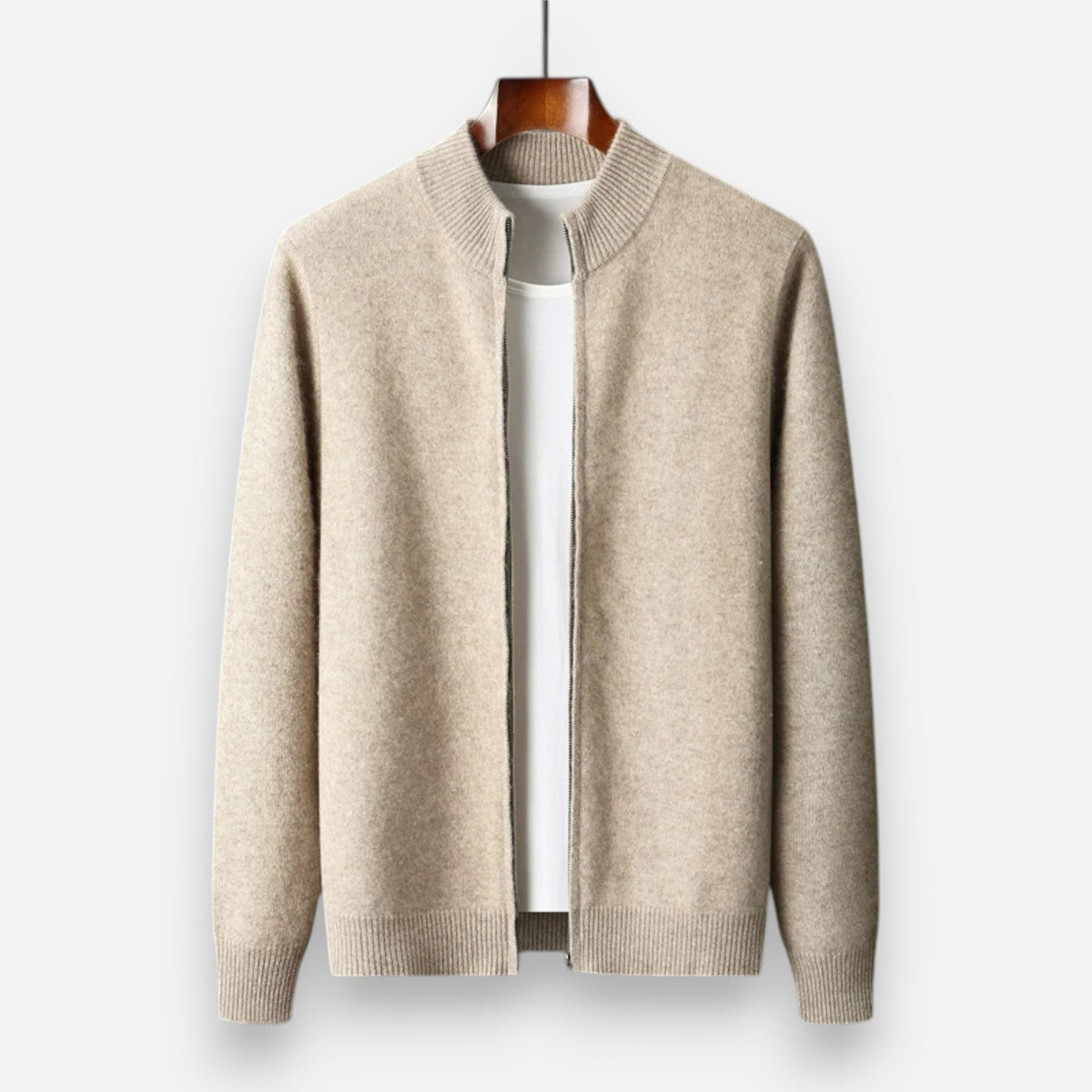 Refined Zip-Up Poised Cardigan