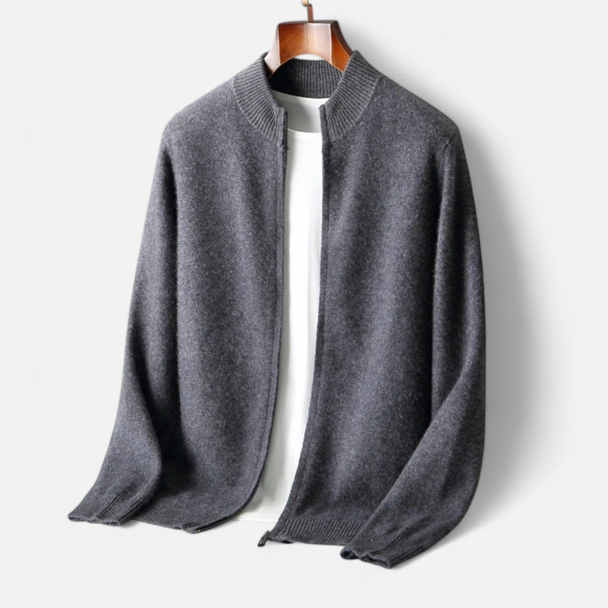 Refined Zip-Up Poised Cardigan
