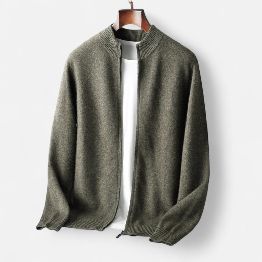 Refined Zip-Up Poised Cardigan