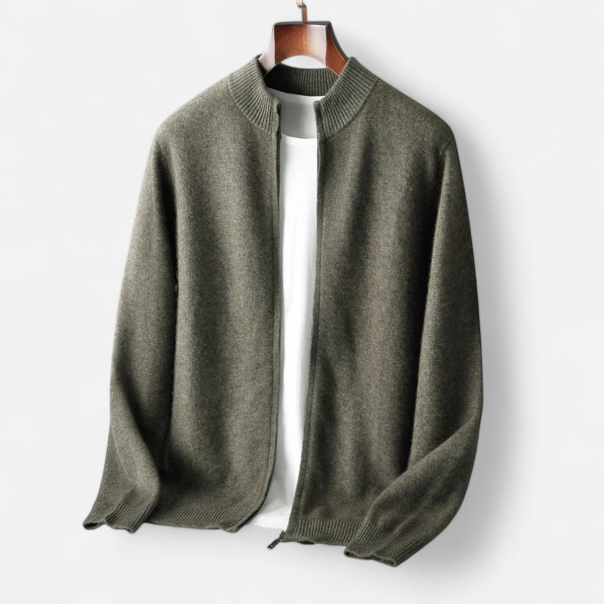 Refined Zip-Up Poised Cardigan