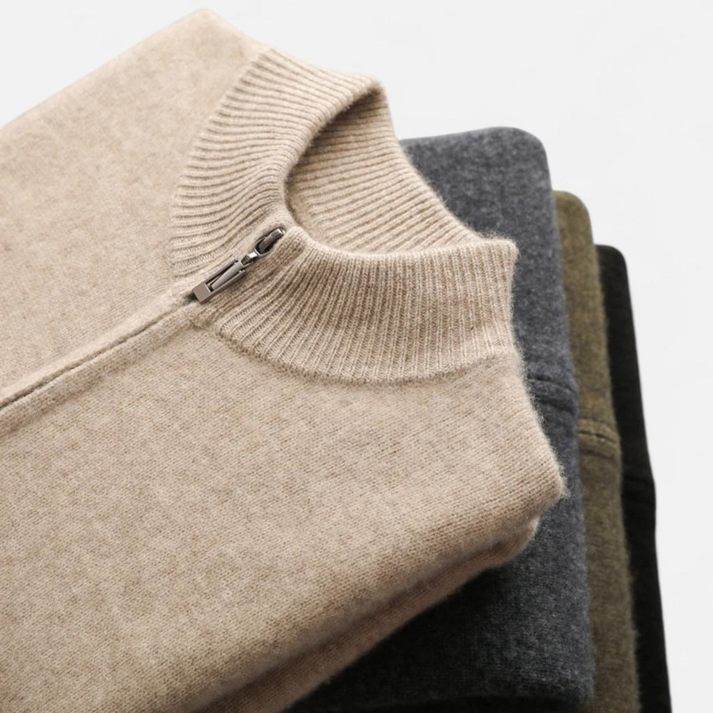Refined Zip-Up Poised Cardigan