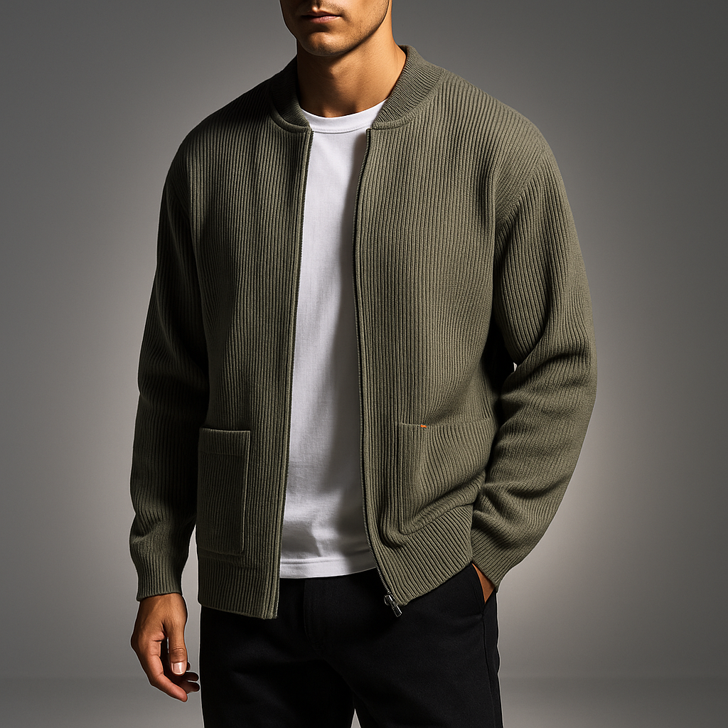 Ribbed Nonchalant Tailored Cardigan