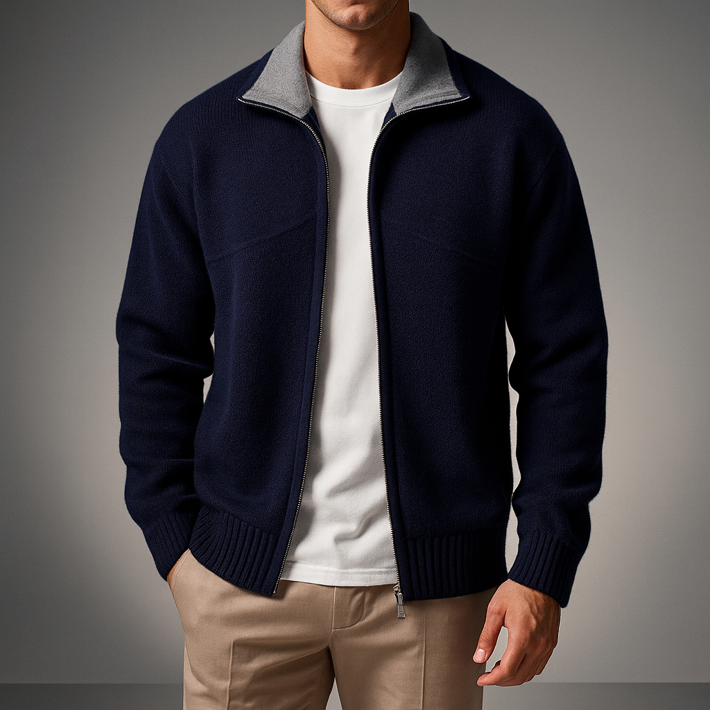 Daniel | Draped Mock-Neck Statement Cardigan