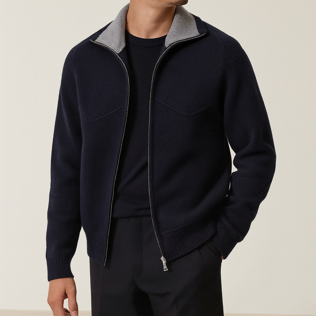 Daniel | Draped Mock-Neck Statement Cardigan