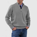 Men's Casual Knit Pullover Sweater with Half-Zip Mock Neck