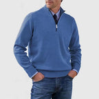 Men's Casual Knit Pullover Sweater with Half-Zip Mock Neck