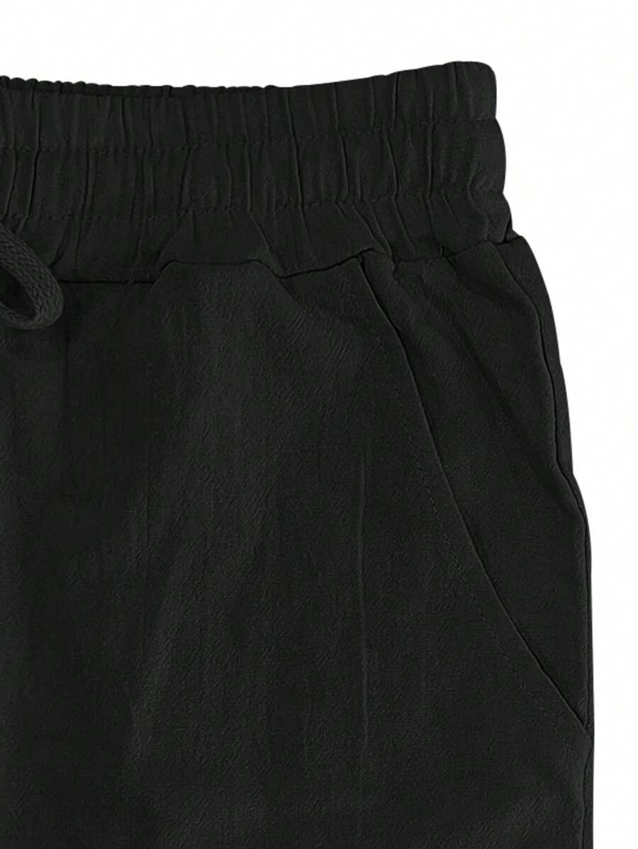 Men's Casual Straight-Leg Pants with Drawstring Waist and Slant Pockets