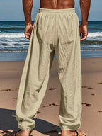 Men's Casual Straight-Leg Pants with Drawstring Waist and Slant Pockets