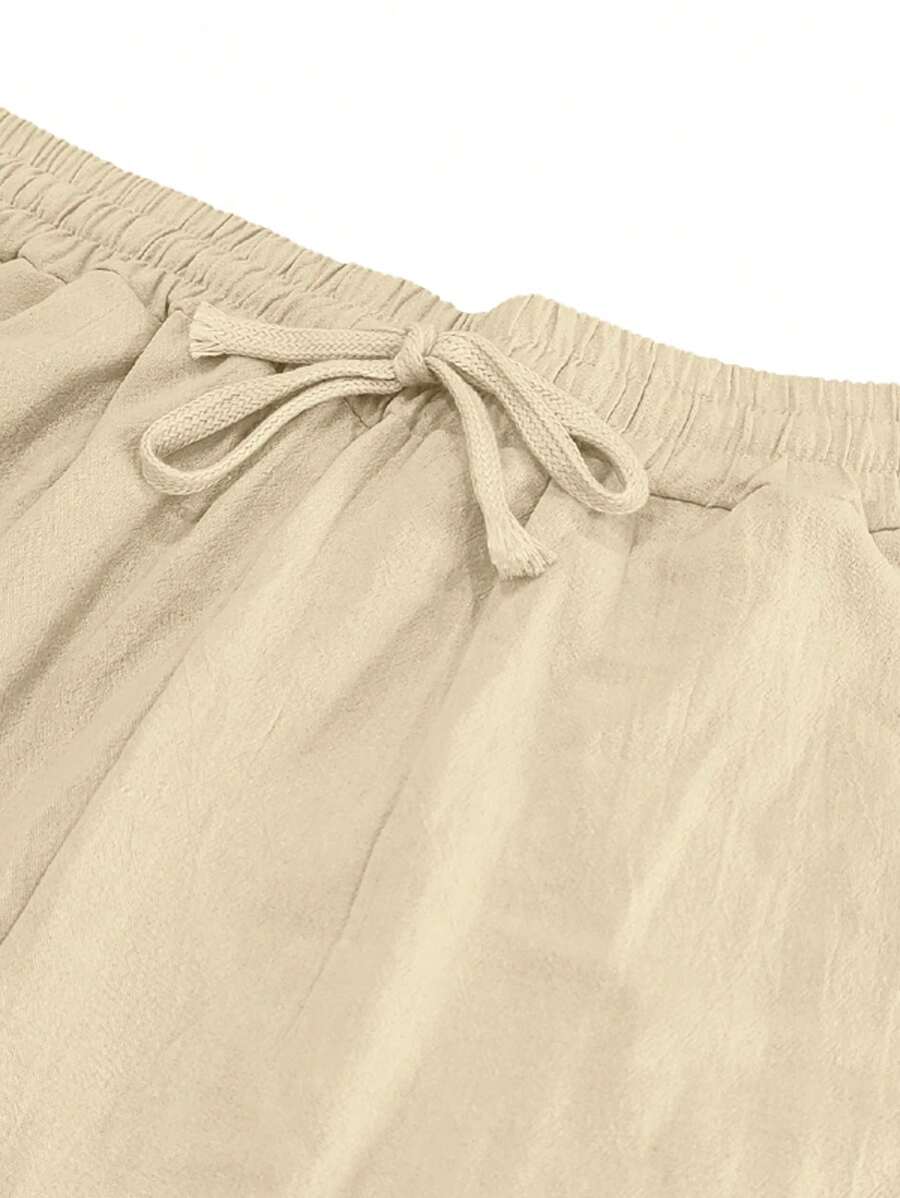 Men's Casual Straight-Leg Pants with Drawstring Waist and Slant Pockets