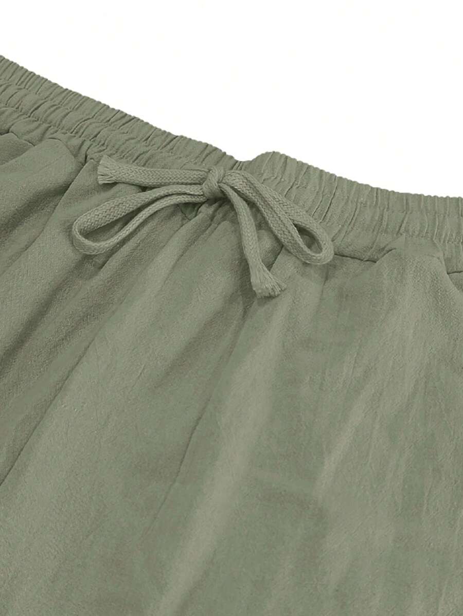 Men's Casual Straight-Leg Pants with Drawstring Waist and Slant Pockets