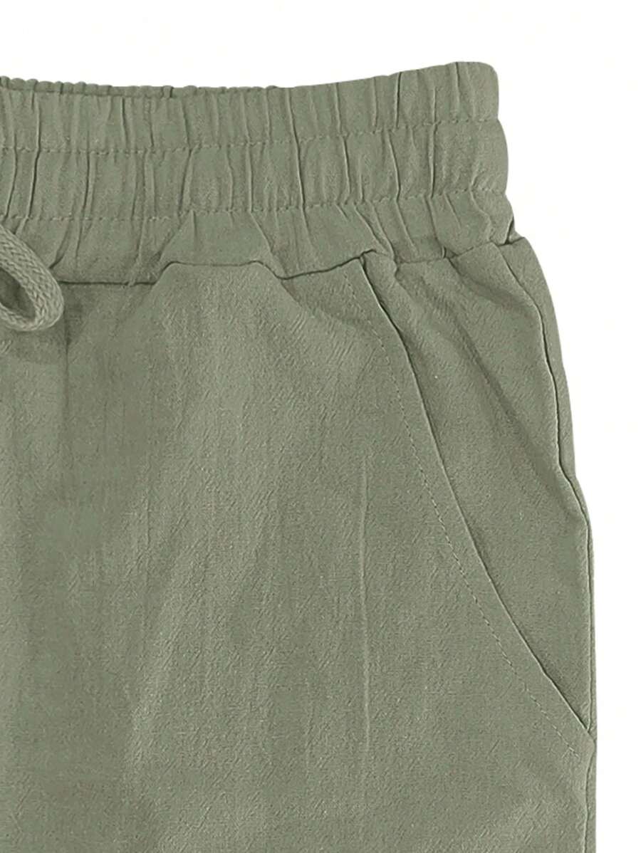 Men's Casual Straight-Leg Pants with Drawstring Waist and Slant Pockets