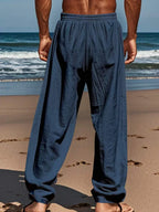 Men's Casual Straight-Leg Pants with Drawstring Waist and Slant Pockets