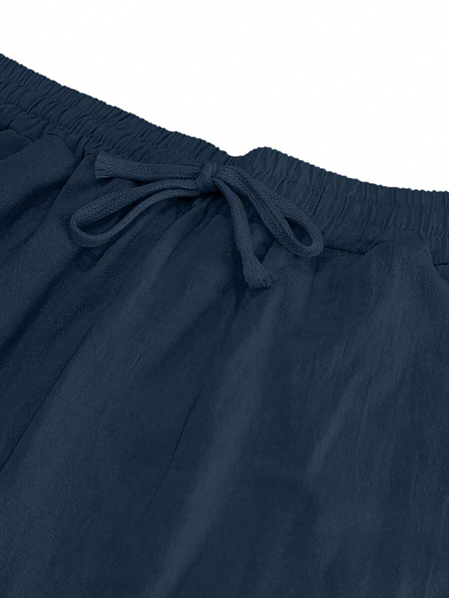 Men's Casual Straight-Leg Pants with Drawstring Waist and Slant Pockets