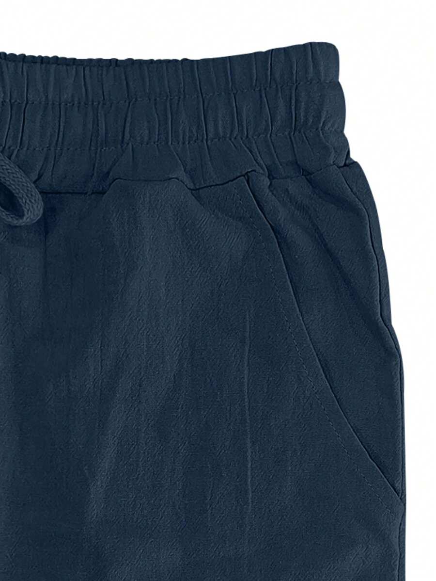 Men's Casual Straight-Leg Pants with Drawstring Waist and Slant Pockets