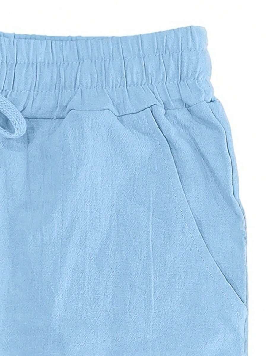 Men's Casual Straight-Leg Pants with Drawstring Waist and Slant Pockets