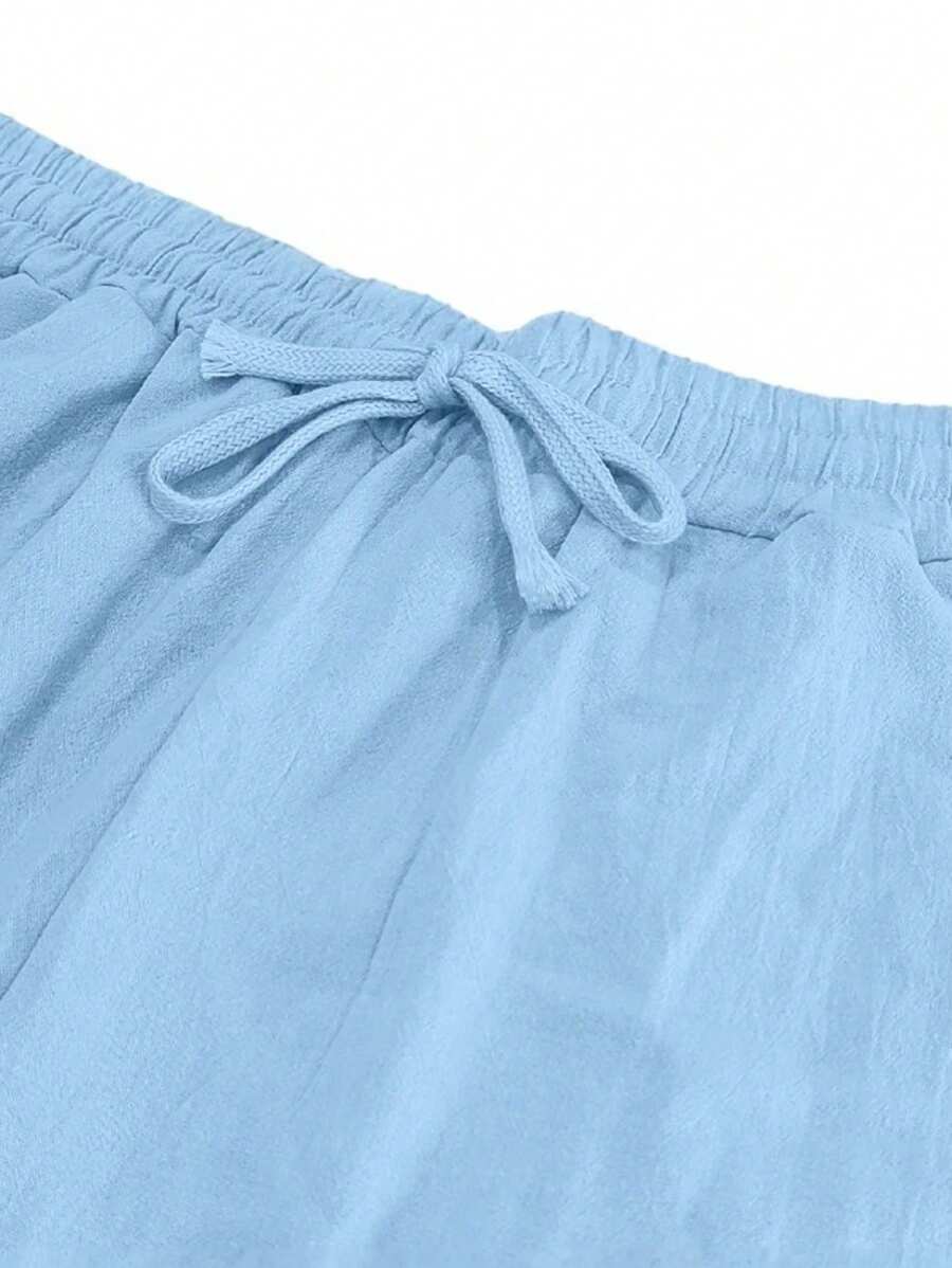 Men's Casual Straight-Leg Pants with Drawstring Waist and Slant Pockets