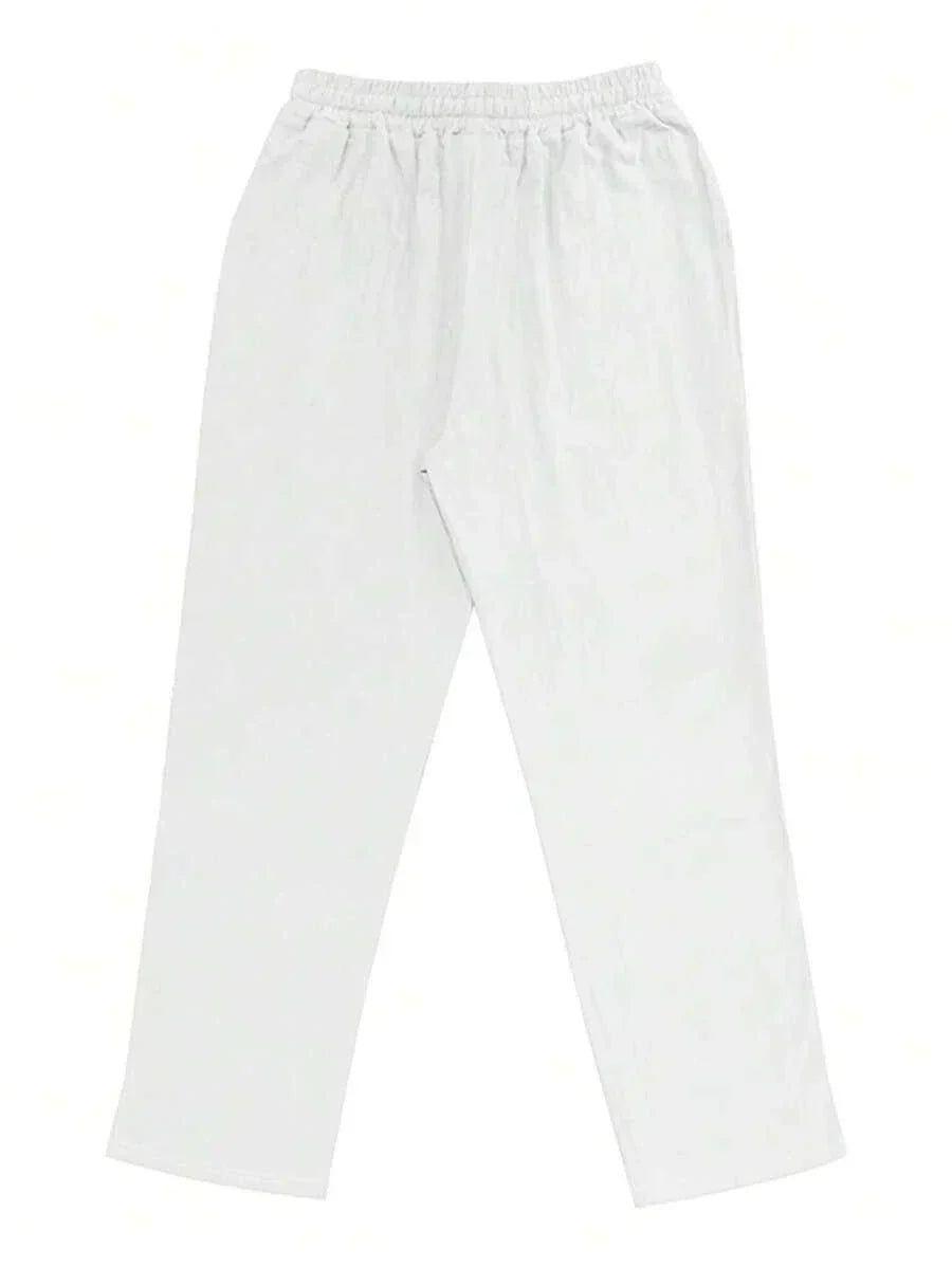 Men's Casual Straight-Leg Pants with Drawstring Waist and Slant Pockets