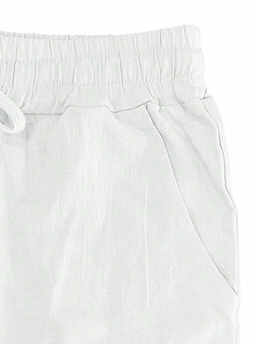 Men's Casual Straight-Leg Pants with Drawstring Waist and Slant Pockets