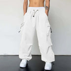 Men's Casual Woven Cargo Pants with Drawstring and Toggle Cuffs
