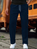 Men's Knit Jogger Pants with Drawstring Waist and Side Pockets