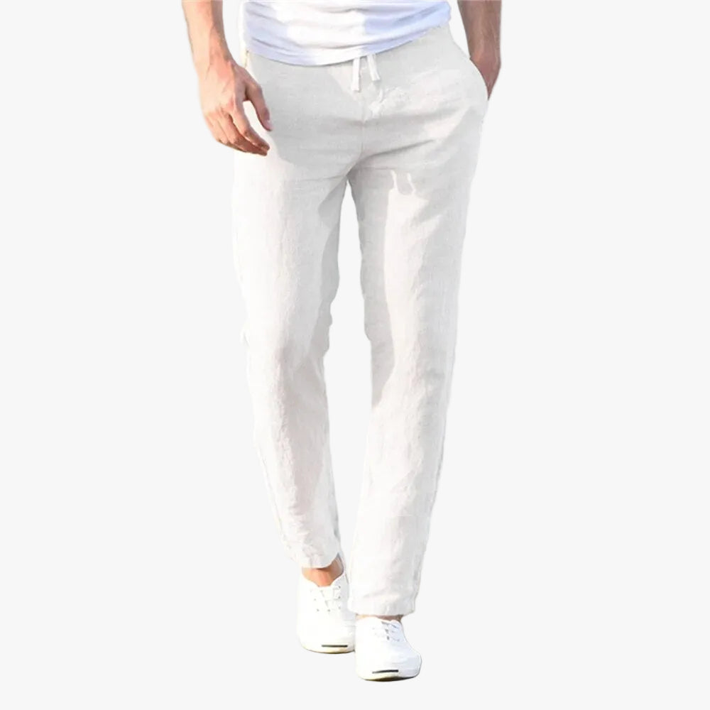 Men's Woven Pants with Drawstring Waist and Tapered Leg