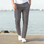 Men's Woven Pants with Drawstring Waist and Tapered Leg