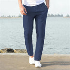 Men's Woven Pants with Drawstring Waist and Tapered Leg