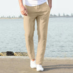 Men's Woven Pants with Drawstring Waist and Tapered Leg