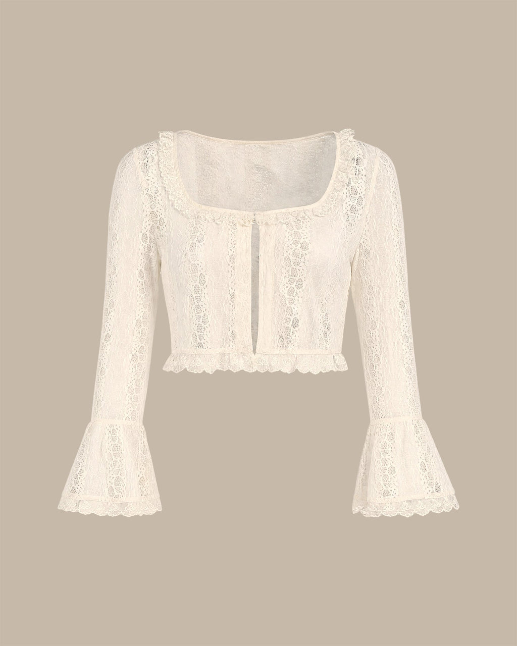 Apricot Lace Bell Sleeve Blouse
