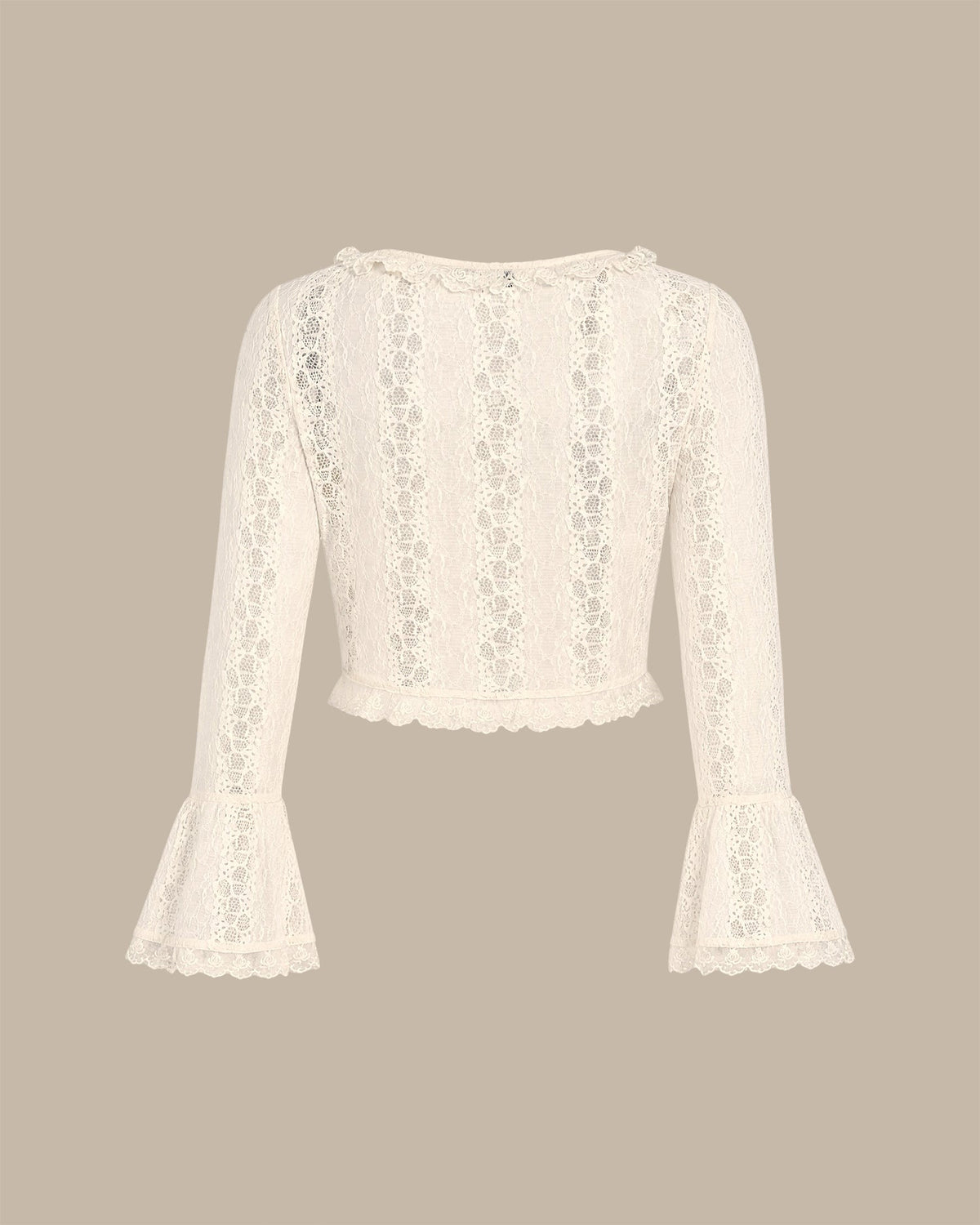 Apricot Lace Bell Sleeve Blouse