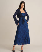 Navy V Neck Bell Sleeve Blouse