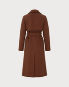 Brown Belt Pockets Button Coat