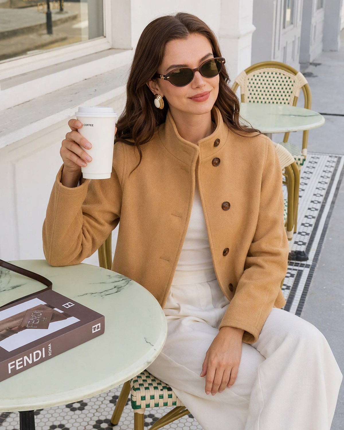 Khaki Solid Single Breasted Jacket