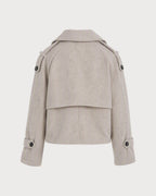 Beige Double Breasted Pockets Jacket
