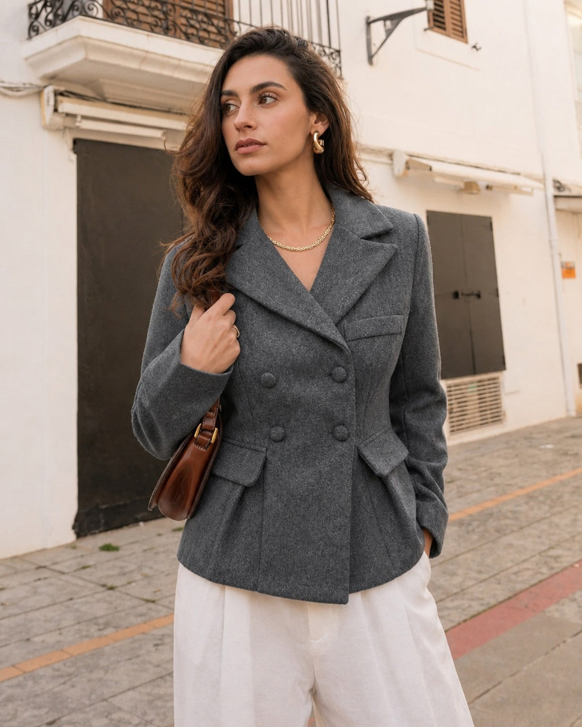 Grey Double Breasted Blazer