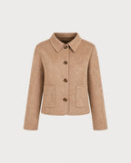 Khaki Single Breasted Pockets Jacket