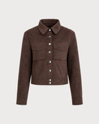 Coffee Single Breasted Pockets Jacket