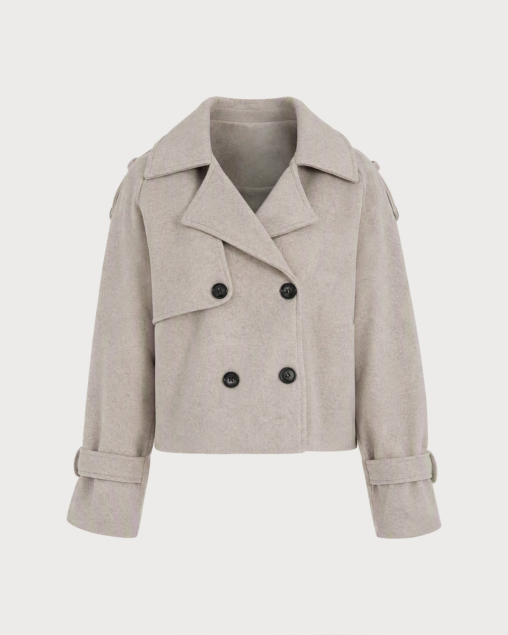 Beige Double Breasted Pockets Jacket