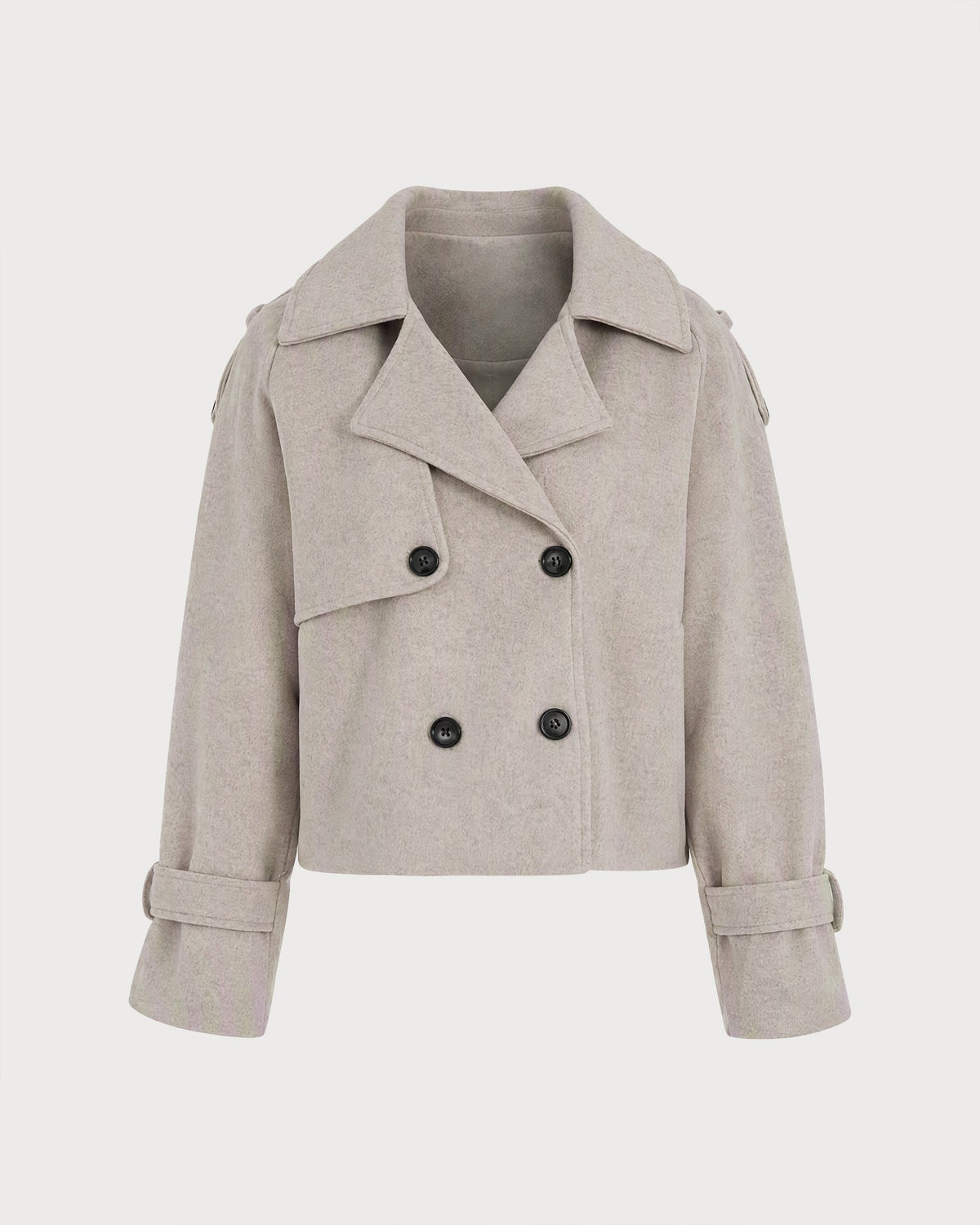 Beige Double Breasted Pockets Jacket