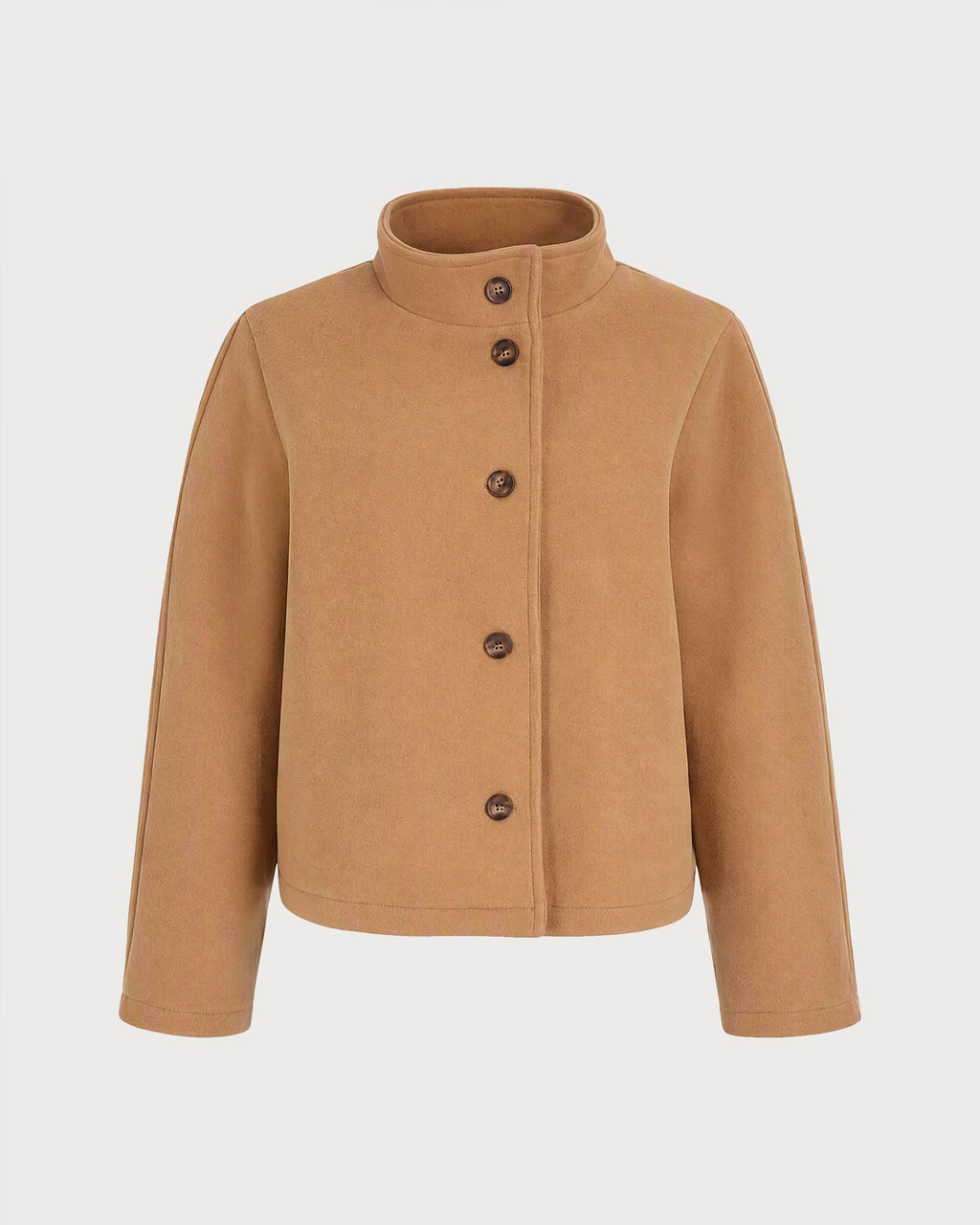 Khaki Solid Single Breasted Jacket
