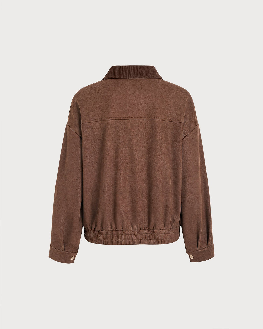 Brown Solid Zipper Button Jacket