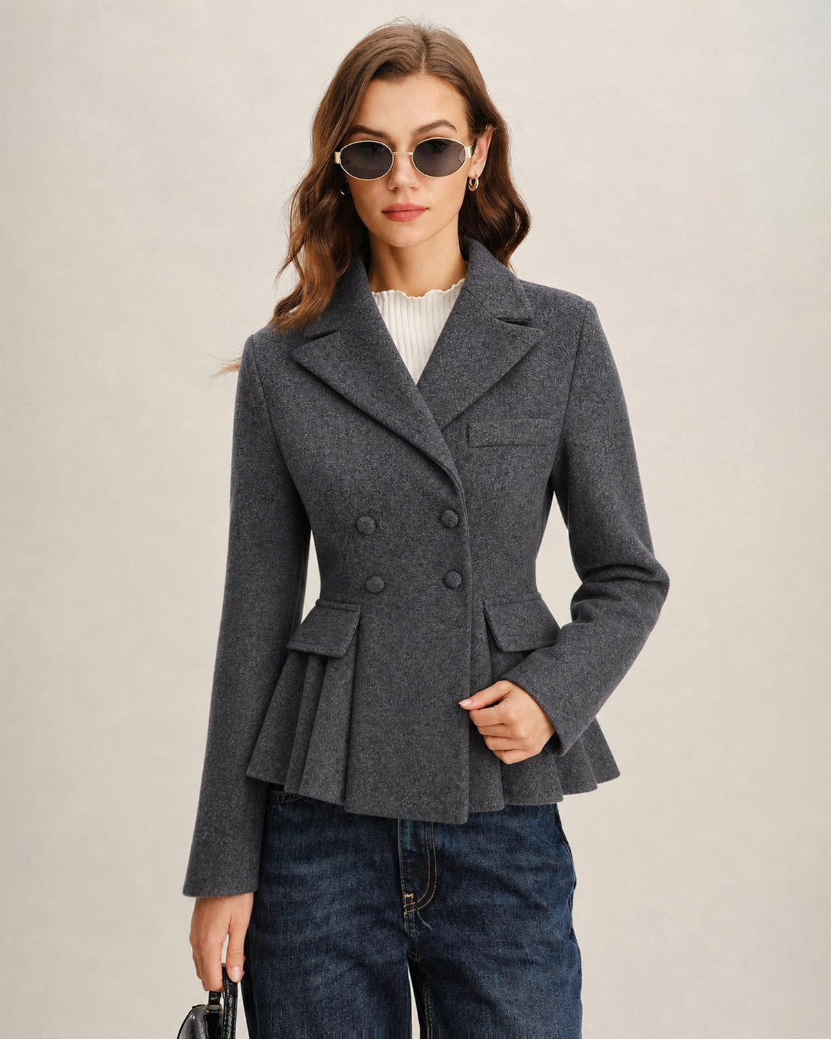 Grey Double Breasted Blazer