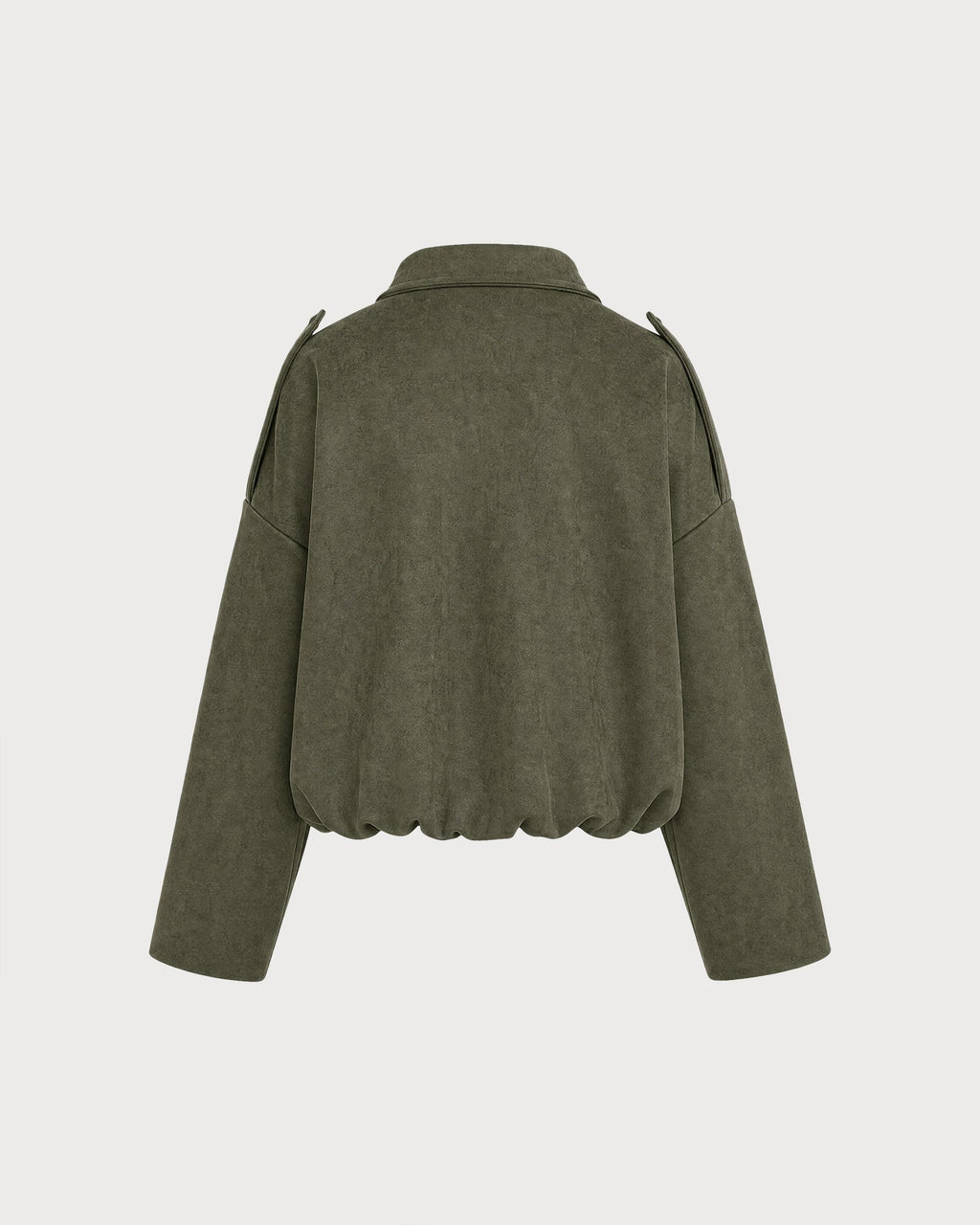 Green Batwing Sleeve Zipper Jacket