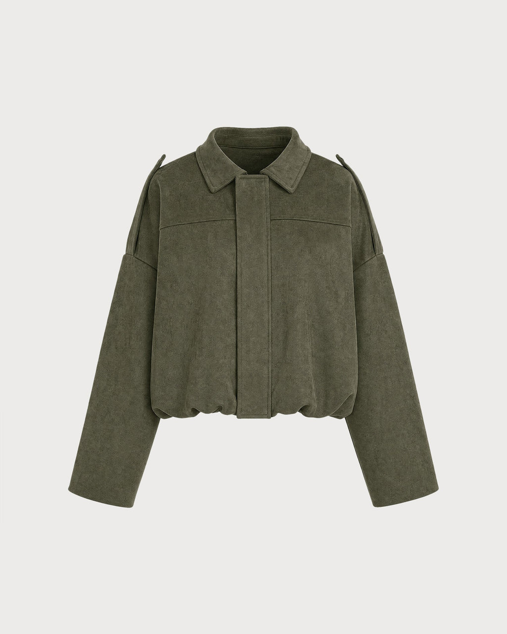 Green Batwing Sleeve Zipper Jacket